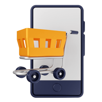 Shopping cart on mobile phone png