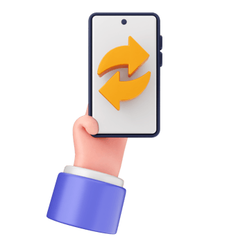 Hand holding a smartphone with a yellow arrow pointing to the right png