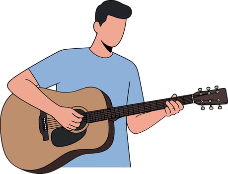 Person playing acoustic guitar in minimal style illustration showcasing music and creativity in action vector