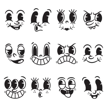 Cartoon character objects, vintage cartoons set3 vector