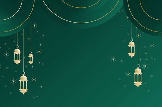 Elegant geometric Islamic background with lantern, circle shape and sparkling stars in luxury dark green color. Ramadan modish background, eid mubarak, and festival concept. vector