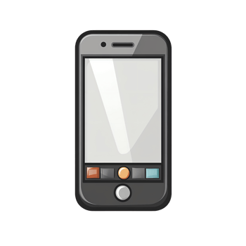 sleek black smartphone icon with rounded edges and blank screen, featuring colorful buttons at bottom, perfect for digital design projects png