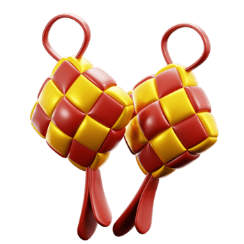 Ketupat 3D element illustration png