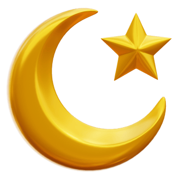Gold Half Moon And Star 3D illustration png