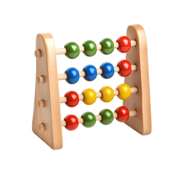 Brightly colored small abacus for interactive learning of numbers png
