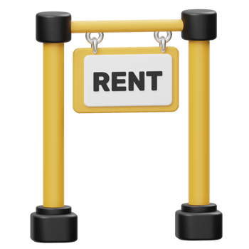 For Rent Signboard 3D illustration png