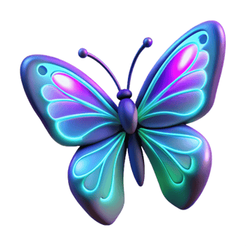 stunning vintage Neon Butterfly 3D Illustration authentic png