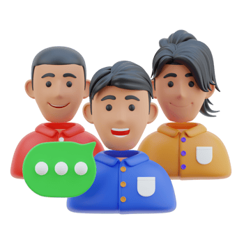 Talking with team 3D illustration png