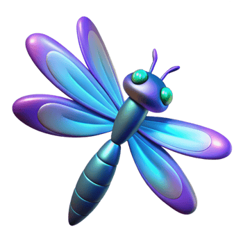 serene abstract 3D Dragonfly Illustration Shiny Wings Insect exclusive png