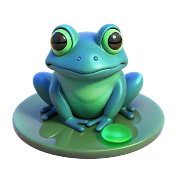 serene traditional Cute 3D Cartoon Frog on Lily Pad Illustration high resolution png