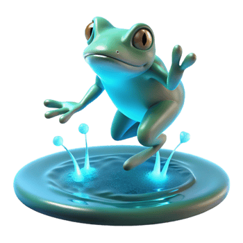 serene classic 3D Cartoon Frog in Water Illustration premium png