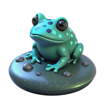 extraordinary creative Cute Green Frog 3D Render detailed png