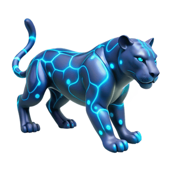 impressive artistic Neon Panther 3D Render exclusive png