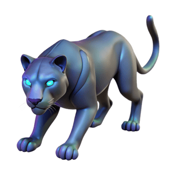 vibrant traditional 3D Render of a Panther detailed png