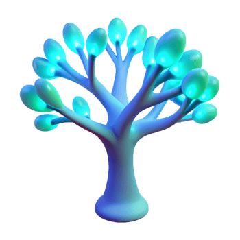 serene classic Glowing Blue 3D Tree Illustration premium png