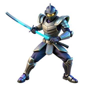 vibrant artistic 3D Render Futuristic Samurai Warrior exclusive png