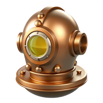 Bronze Diving Helmet 3D Render png