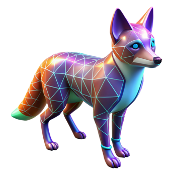 beautiful traditional Neon Fox 3D Render genuine png