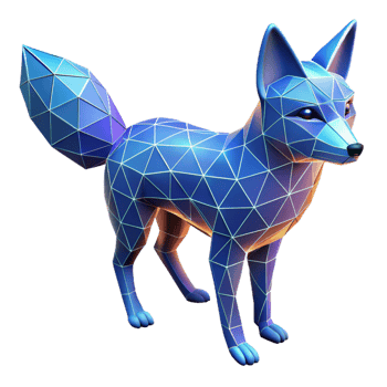 stunning minimalist Low Poly Fox 3D Render high quality png