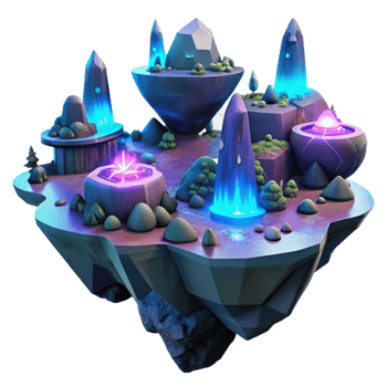 dramatic rustic Fantasy Island 3D Render authentic png