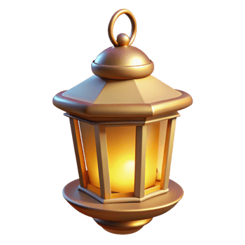 wonderful vintage Golden Lantern 3D Render detailed png