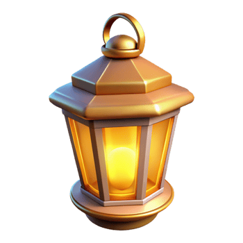 elegant minimalist Golden Lantern 3D Render original png