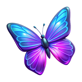 stunning modern Neon Butterfly 3D Illustration genuine png