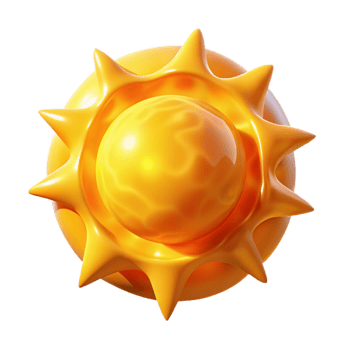 Abstract Sun Design 3D Render of a Spiky, Glossy Orb png
