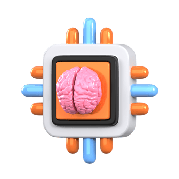 Brain Chip 3D element illustration png