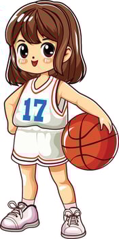 cartoon cute basketball sport girl vector