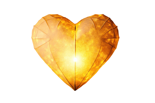 Bright and glowing heart shape lantern illustrating love and warmth. png