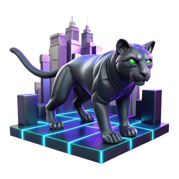 3D Render City Panther Neon png