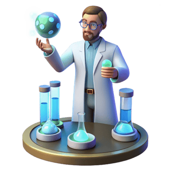 vibrant contemporary 3D Illustration Scientist Lab Research genuine png