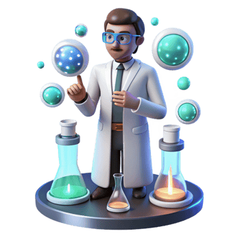 dramatic abstract 3D Illustration Scientist Lab Research detailed png