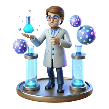 stunning classic 3D Illustration Scientist Lab Experiment detailed png