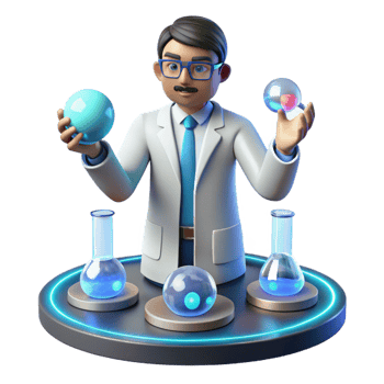 extraordinary contemporary 3D Illustration Scientist Lab Experiment premium png