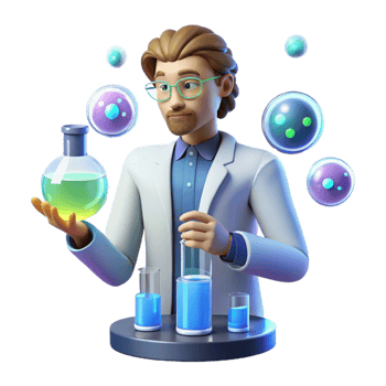 beautiful traditional 3D Illustration Scientist Lab Research original png