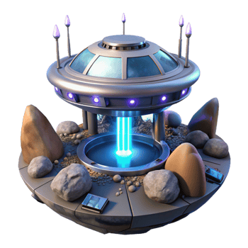 elegant traditional Futuristic UFO 3D Render original png