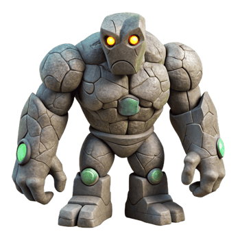 vibrant modern Stone Golem 3D Render original png