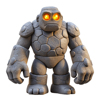 magnificent abstract Stone Golem 3D Render premium png