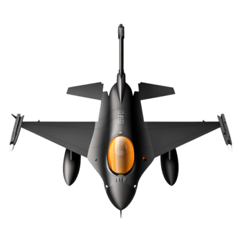 Futuristic Black Military Jet Flying High Over Blue Sky png