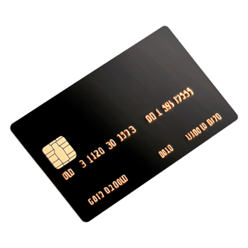 Elegant Black Credit Card with Chip and Secure Payment Design png