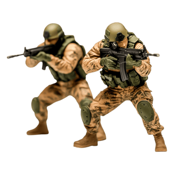Tactical Combat Action Figures in Dynamic Posing with Weapons png