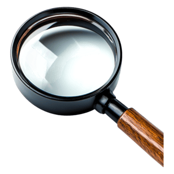 Magnifying Glass with Wooden Handle on for Inspection png