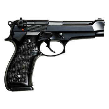 Black Semi-Automatic Handgun with Detailed Grip Design png