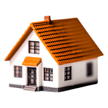 Miniature Model of a House with Orange Roof and White Walls png