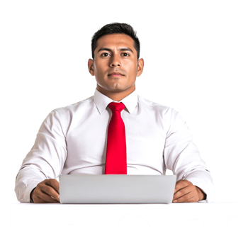Confident Businessman in Formal Attire with Laptop on png