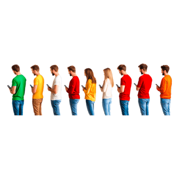 Diverse Group of People Using Smartphones in Colorful Outfits png