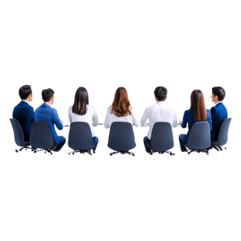 Group of Professionals Seated in Conference Room for Meeting Discussion png