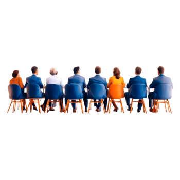 Group of Diverse People Sitting in Chairs Facing Away Together png